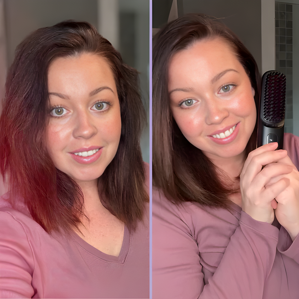 Evolvia™ GoBrush Styler – 2-in-1 straightening brush for smooth, frizz-free hair in seconds