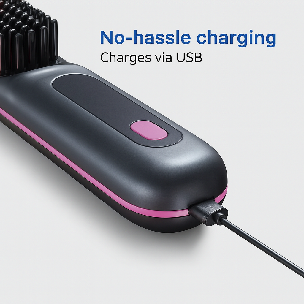 Evolvia™ GoBrush Styler – 2-in-1 straightening brush for smooth, frizz-free hair in seconds