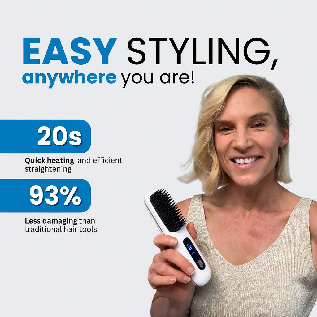 Evolvia™ GoBrush Styler – 2-in-1 straightening brush for smooth, frizz-free hair in seconds