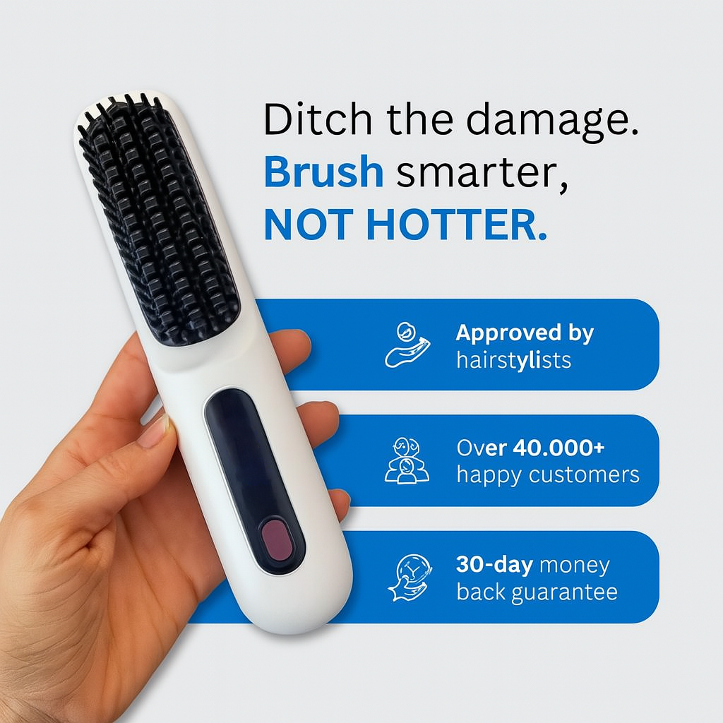 Evolvia™ GoBrush Styler – 2-in-1 straightening brush for smooth, frizz-free hair in seconds